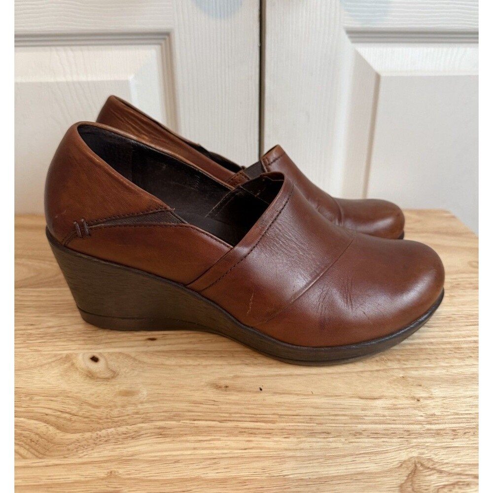 Dansko Rosaline Brown Leather Wedge Heel Shoes Size EU 39